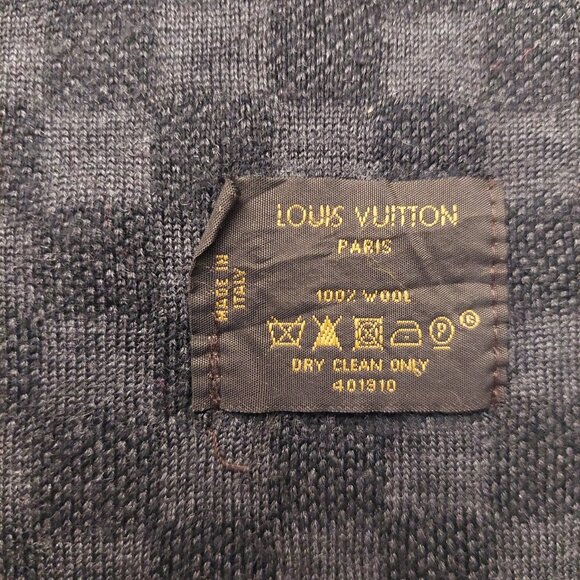 LOUIS VUITTON Black Charcoal Gray Reversible Damier Scarf Pre-Owned - Picture 11 of 11
